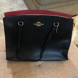 Coach Black Tote with Red Interior